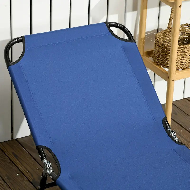 Chaise longue pliante d'extérieur en 2 parties avec dossier inclinable à 5 positions et structure en acier