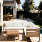 Ensemble de canapé d'extérieur en bois 4 pièces avec coussins et table basse