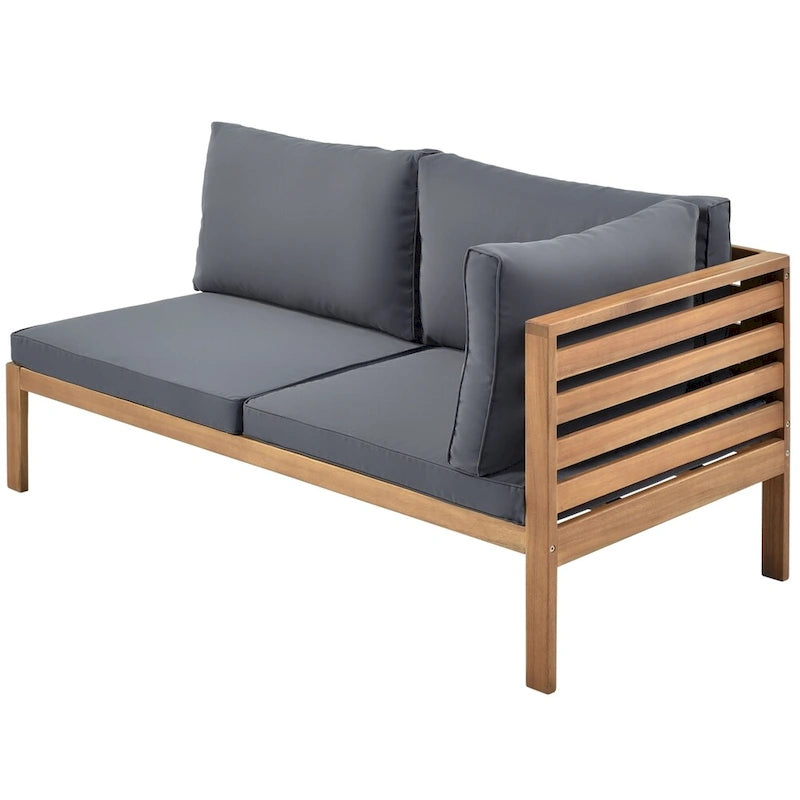 Ensemble de canapé d'extérieur en bois 4 pièces avec coussins et table basse