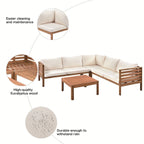 Ensemble de canapé d'extérieur en bois 4 pièces avec coussins et table basse