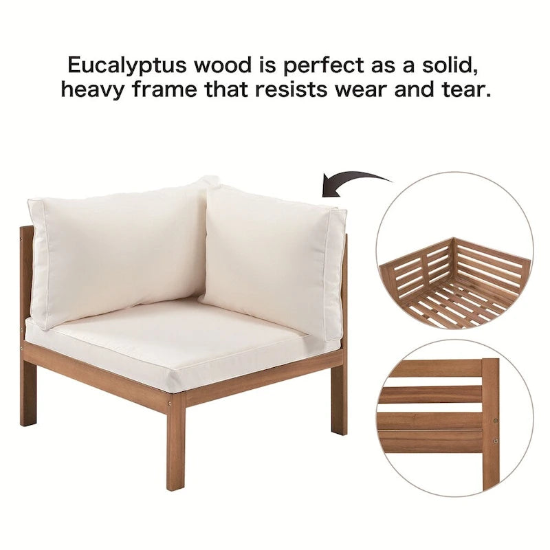 Ensemble de canapé d'extérieur en bois 4 pièces avec coussins et table basse