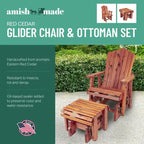 Fauteuil à bascule Adirondack en cèdre massif, modèle MM102 110, avec repose-pieds coulissant, de la collection American Furniture Classics.