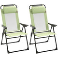 Ensemble de 2 chaises de patio pliantes, chaise longue avec dossier inclinable réglable, chaise de camping avec appui-tête amovible