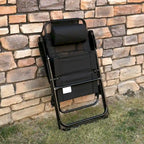 Ensemble de 2 chaises de patio pliantes, chaise longue avec dossier inclinable réglable, chaise de camping avec appui-tête amovible
