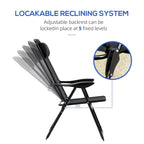 Ensemble de 2 chaises de patio pliantes, chaise longue avec dossier inclinable réglable, chaise de camping avec appui-tête amovible