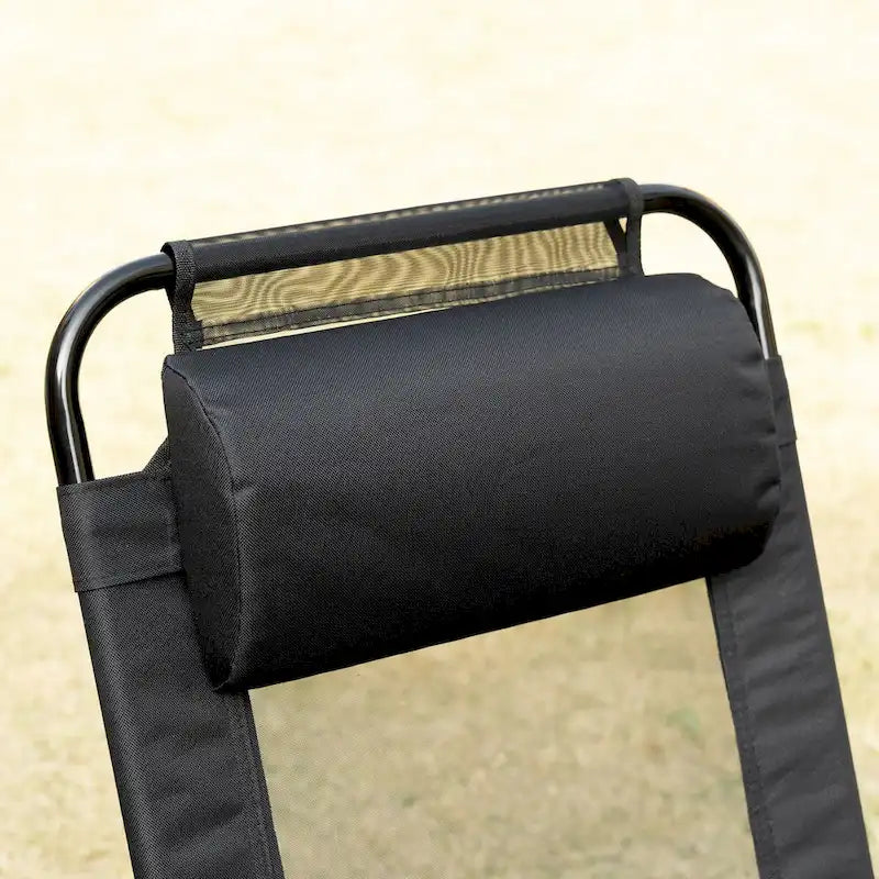 Ensemble de 2 chaises de patio pliantes, chaise longue avec dossier inclinable réglable, chaise de camping avec appui-tête amovible