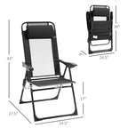 Ensemble de 2 chaises de patio pliantes, chaise longue avec dossier inclinable réglable, chaise de camping avec appui-tête amovible