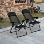 Ensemble de 2 chaises de patio pliantes, chaise longue avec dossier inclinable réglable, chaise de camping avec appui-tête amovible