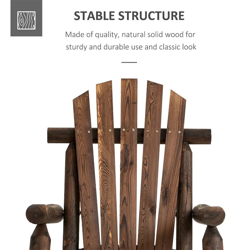 Fauteuil à bascule d'extérieur en bois avec assise à lattes et dossier haut