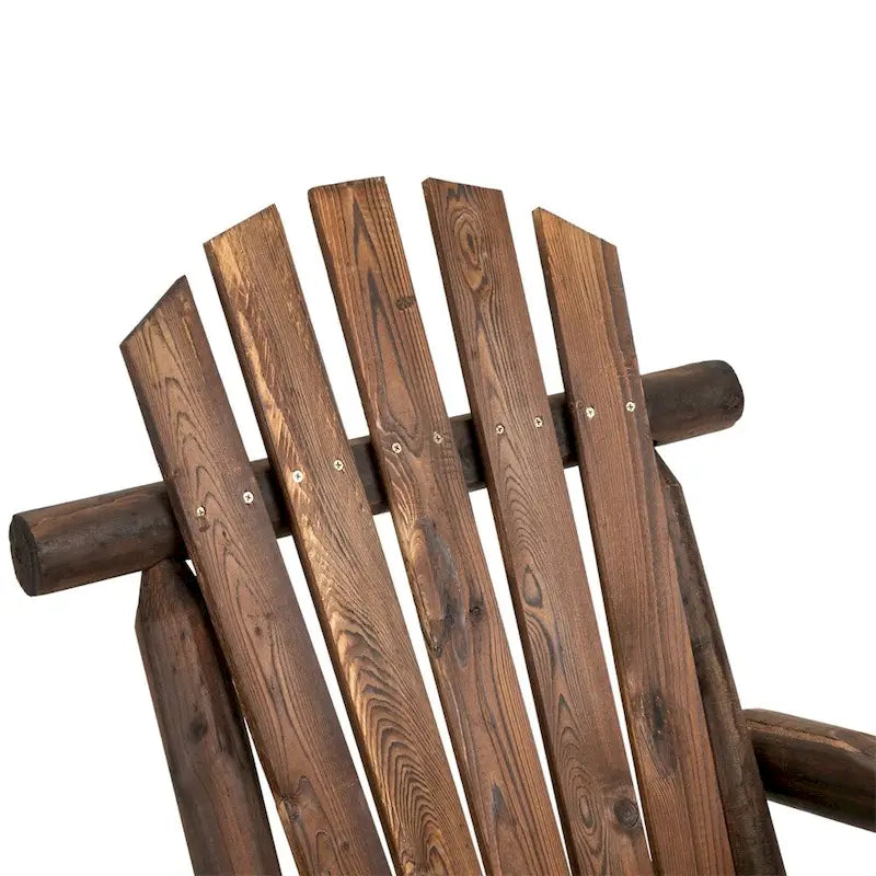 Fauteuil à bascule d'extérieur en bois avec assise à lattes et dossier haut