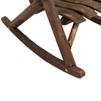Fauteuil à bascule d'extérieur en bois avec assise à lattes et dossier haut