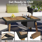 Ensemble de mobilier de jardin en corde 6 pièces pour 6 personnes avec deux tabourets et une table de bar tendance.