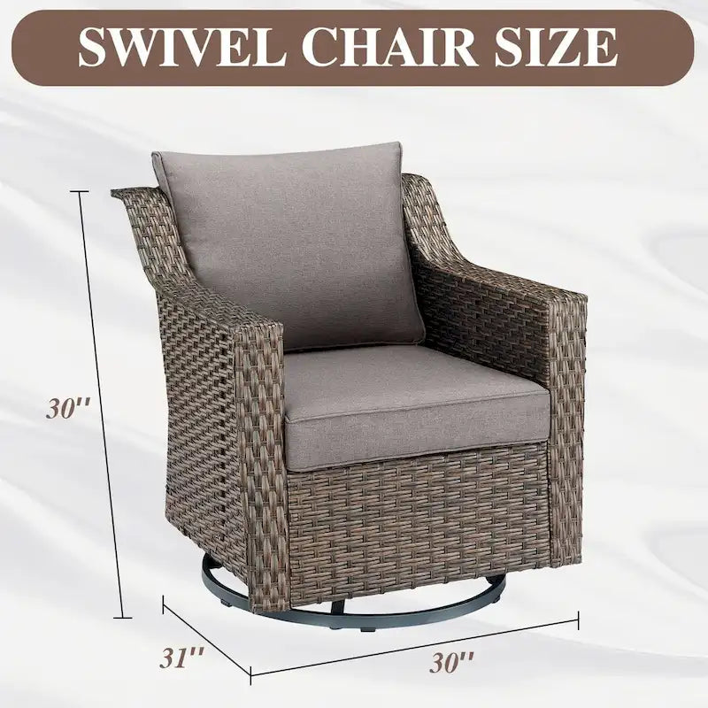 Ensemble de 2 chaises longues d'extérieur en rotin avec coussin - Marron