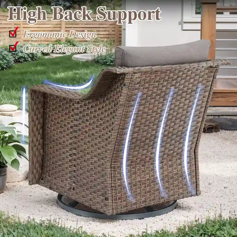 Ensemble de 2 chaises longues d'extérieur en rotin avec coussin - Marron
