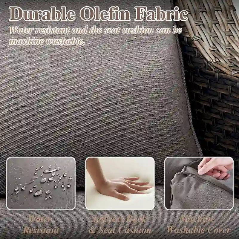 Ensemble de 2 chaises longues d'extérieur en rotin avec coussin - Marron