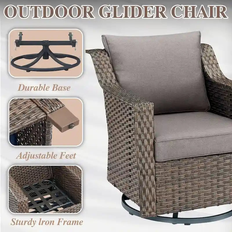 Ensemble de 2 chaises longues d'extérieur en rotin avec coussin - Marron