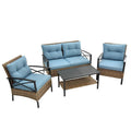 Ensemble de canapé d'angle 4 pièces pour patio, avec coussins