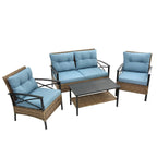 Ensemble de canapé d'angle 4 pièces pour patio, avec coussins