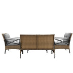 Ensemble de canapé d'angle 4 pièces pour patio, avec coussins
