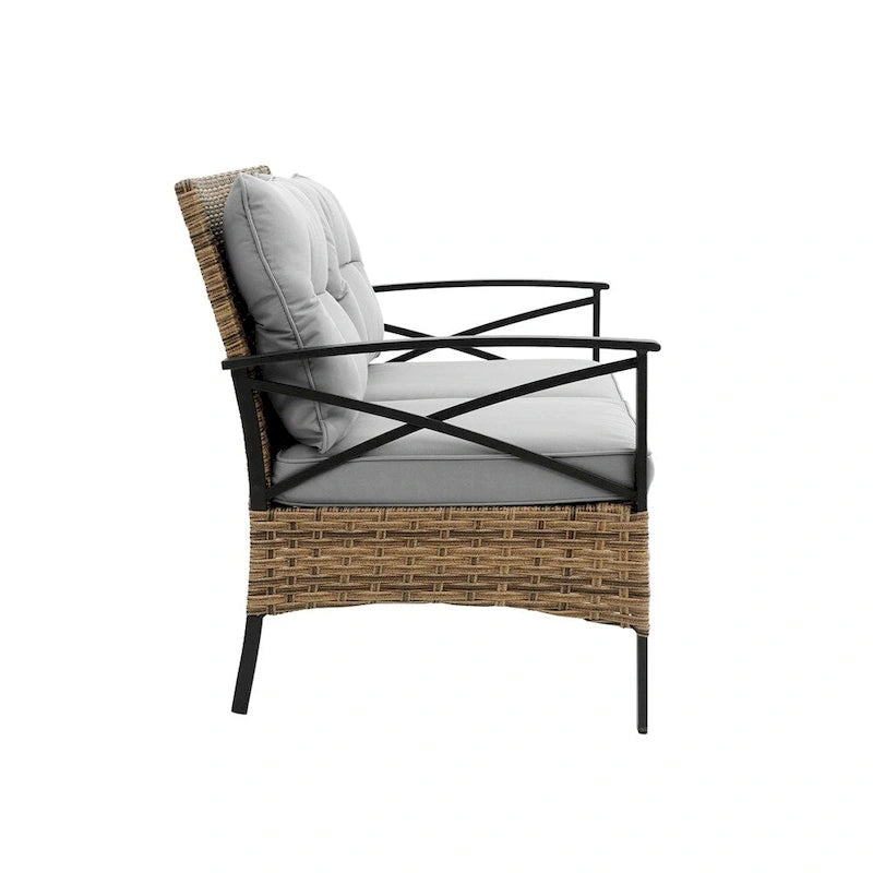 Ensemble de canapé d'angle 4 pièces pour patio, avec coussins