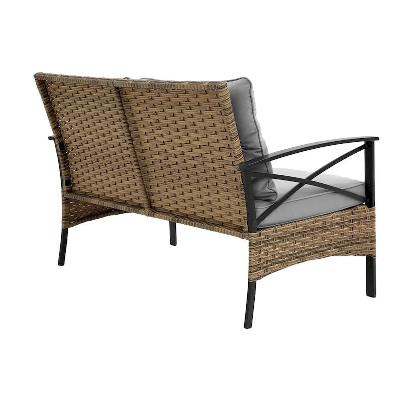 Ensemble de canapé d'angle 4 pièces pour patio, avec coussins