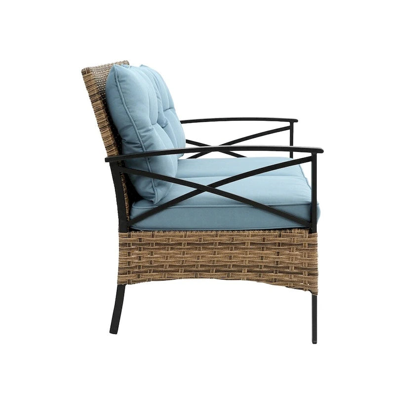 Ensemble de canapé d'angle 4 pièces pour patio, avec coussins