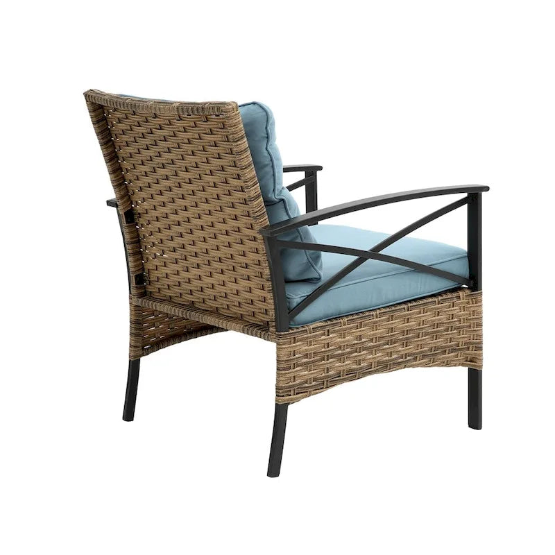 Ensemble de canapé d'angle 4 pièces pour patio, avec coussins