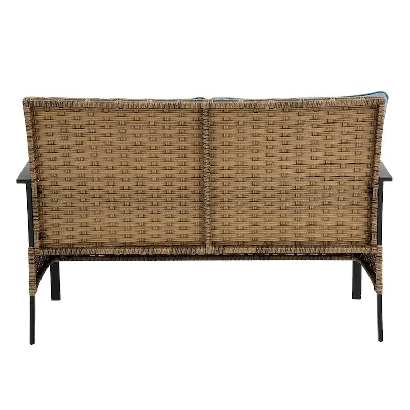 Ensemble de canapé d'angle 4 pièces pour patio, avec coussins