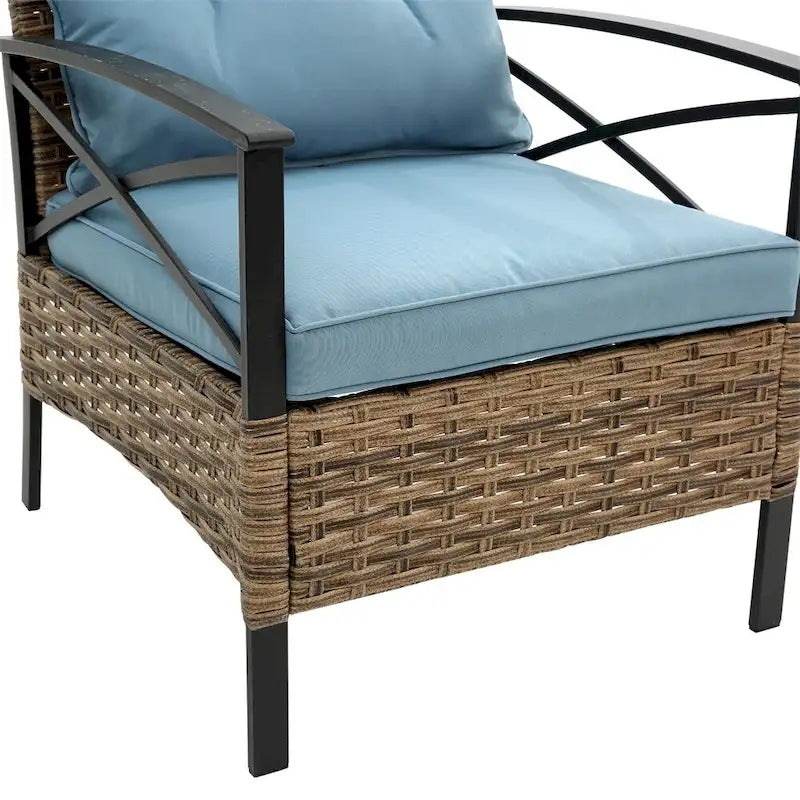 Ensemble de canapé d'angle 4 pièces pour patio, avec coussins
