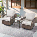 Ensemble bistro de patio Gymojoy avec chaises berçantes pivotantes à 360° et table - Marron