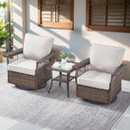 Ensemble bistro de patio Gymojoy avec chaises berçantes pivotantes à 360° et table - Marron