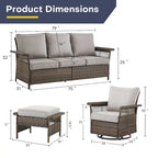 Ensemble bistro de patio Gymojoy avec chaises berçantes pivotantes à 360° et table - Marron