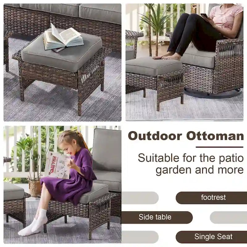Ensemble bistro de patio Gymojoy avec chaises berçantes pivotantes à 360° et table - Marron