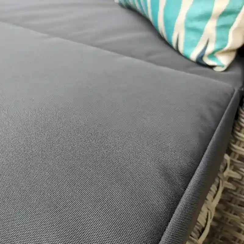 Ensemble de conversation de patio d'angle en osier gris 10 pièces avec coussins gris foncé et quatre oreillers