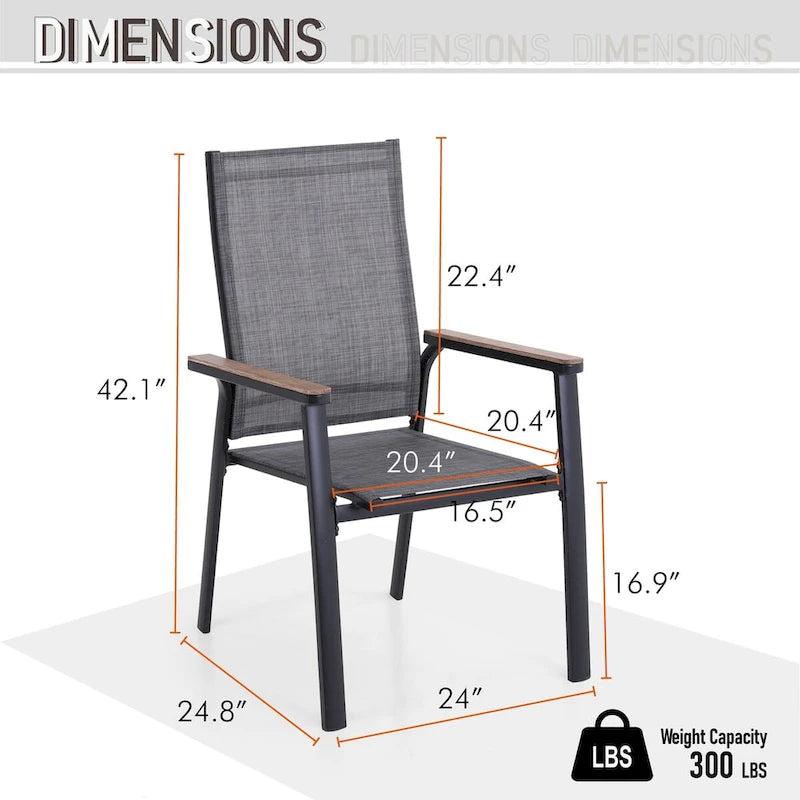 Ensemble bistro 3 pièces MAISONARTS, 2 chaises de salle à manger empilables en aluminium et 1 table d'appoint