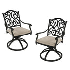 Chaises de salle à manger pivotantes en aluminium moulé sculpté pour patio avec coussins (ensemble de 2)