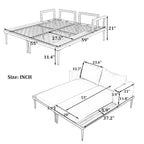 Lit de jour d'extérieur moderne en métal avec espaces latéraux recouverts de bois, chaises longues rembourrées 2 en 1