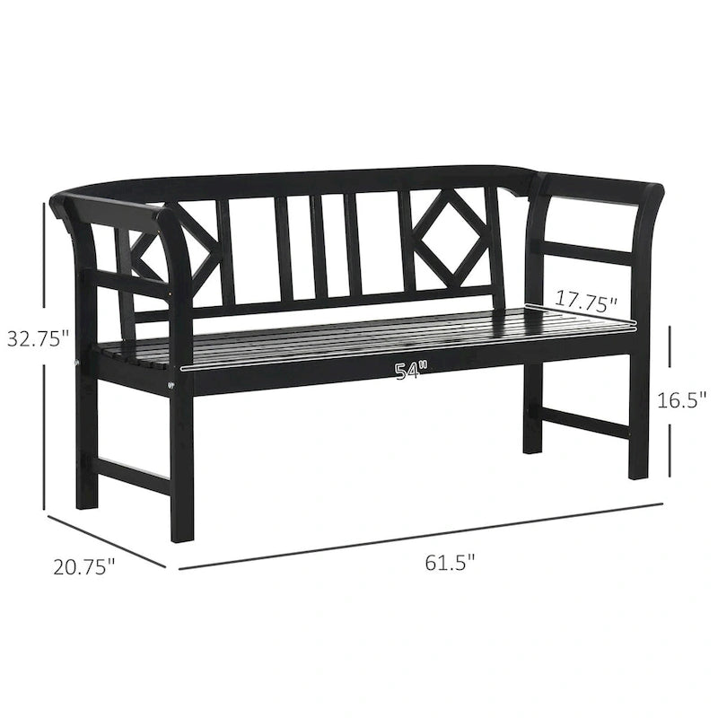 Banc de jardin extérieur 3 places avec dossier et accoudoirs