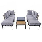 Ensemble de canapé d'angle 8 pièces pour patio avec table basse en verre trempé
