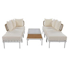 Ensemble de canapé d'angle 8 pièces pour patio avec table basse en verre trempé