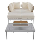 Ensemble de canapé d'angle 8 pièces pour patio avec table basse en verre trempé