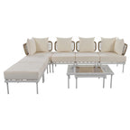 Ensemble de canapé d'angle 8 pièces pour patio avec table basse en verre trempé