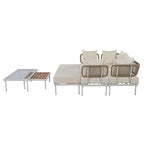 Ensemble de canapé d'angle 8 pièces pour patio avec table basse en verre trempé