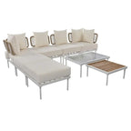 Ensemble de canapé d'angle 8 pièces pour patio avec table basse en verre trempé