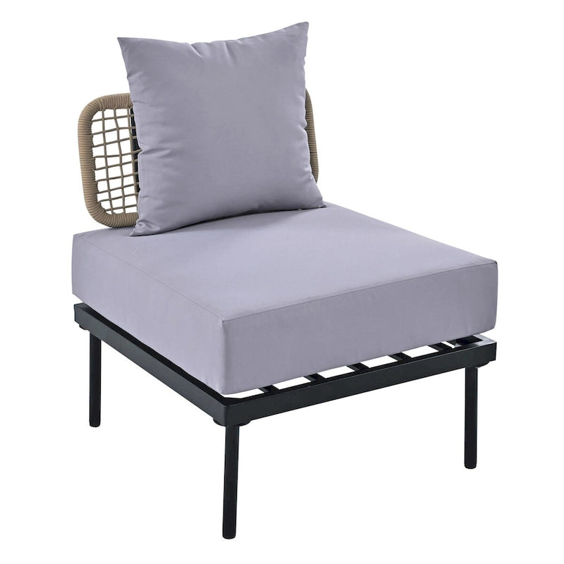Ensemble de canapé d'angle 8 pièces pour patio avec table basse en verre trempé