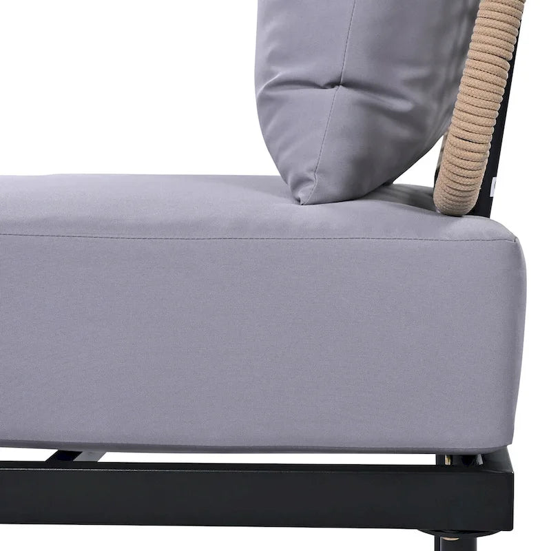 Ensemble de canapé d'angle 8 pièces pour patio avec table basse en verre trempé