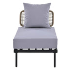 Ensemble de canapé d'angle 8 pièces pour patio avec table basse en verre trempé
