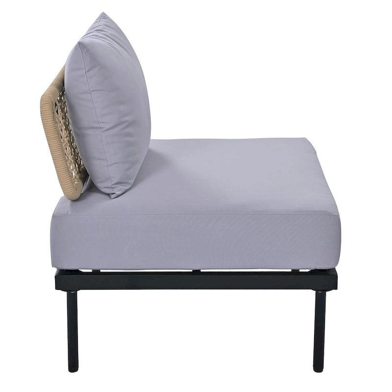 Ensemble de canapé d'angle 8 pièces pour patio avec table basse en verre trempé