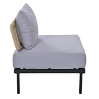 Ensemble de canapé d'angle 8 pièces pour patio avec table basse en verre trempé