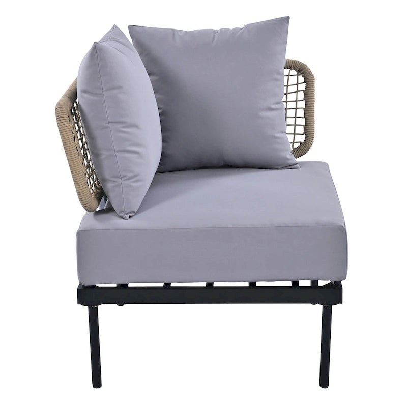 Ensemble de canapé d'angle 8 pièces pour patio avec table basse en verre trempé